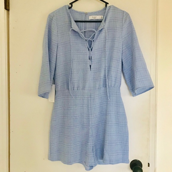 NWT Ali & Jay Weekend One Plaid Chambray Romper - Picture 2 of 5